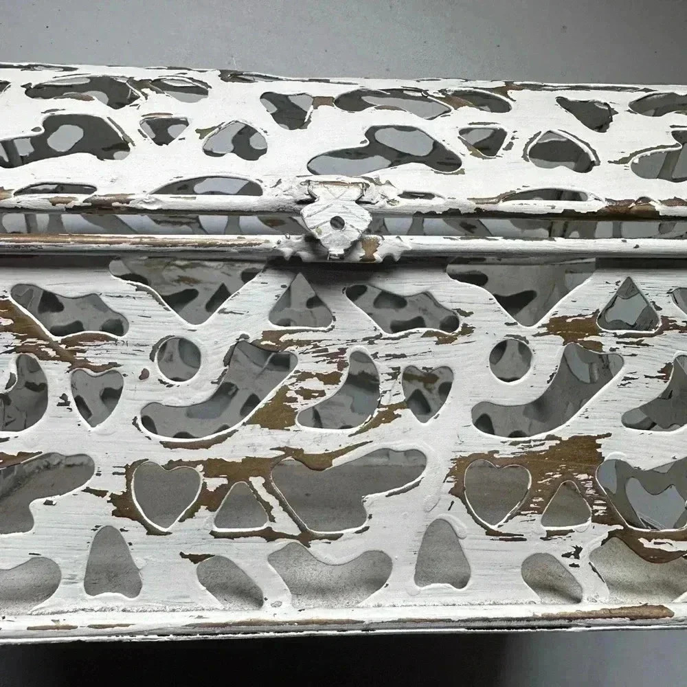 Metal Decorative‎ Chipped Paint Design Chest Container